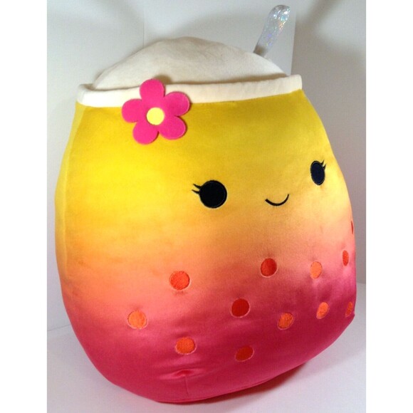 Squishmallow Kellytoy Bergit Boba Tea 16" Plush Doll Toy Stuff Animal Flower NEW - Picture 4 of 10